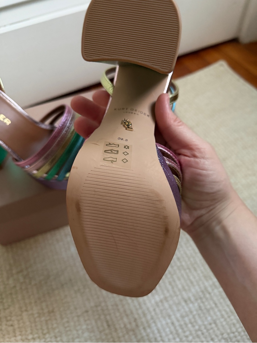 Kurt Geiger “Pierra” metallic pastel platform sandals - Picture 4 of 13